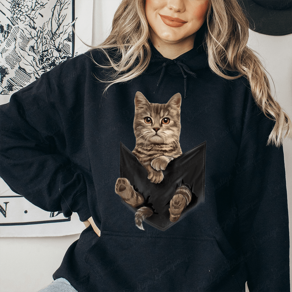 Hanorac cu pisici Brown Cat in pocket - Prestigeboutique.ro
