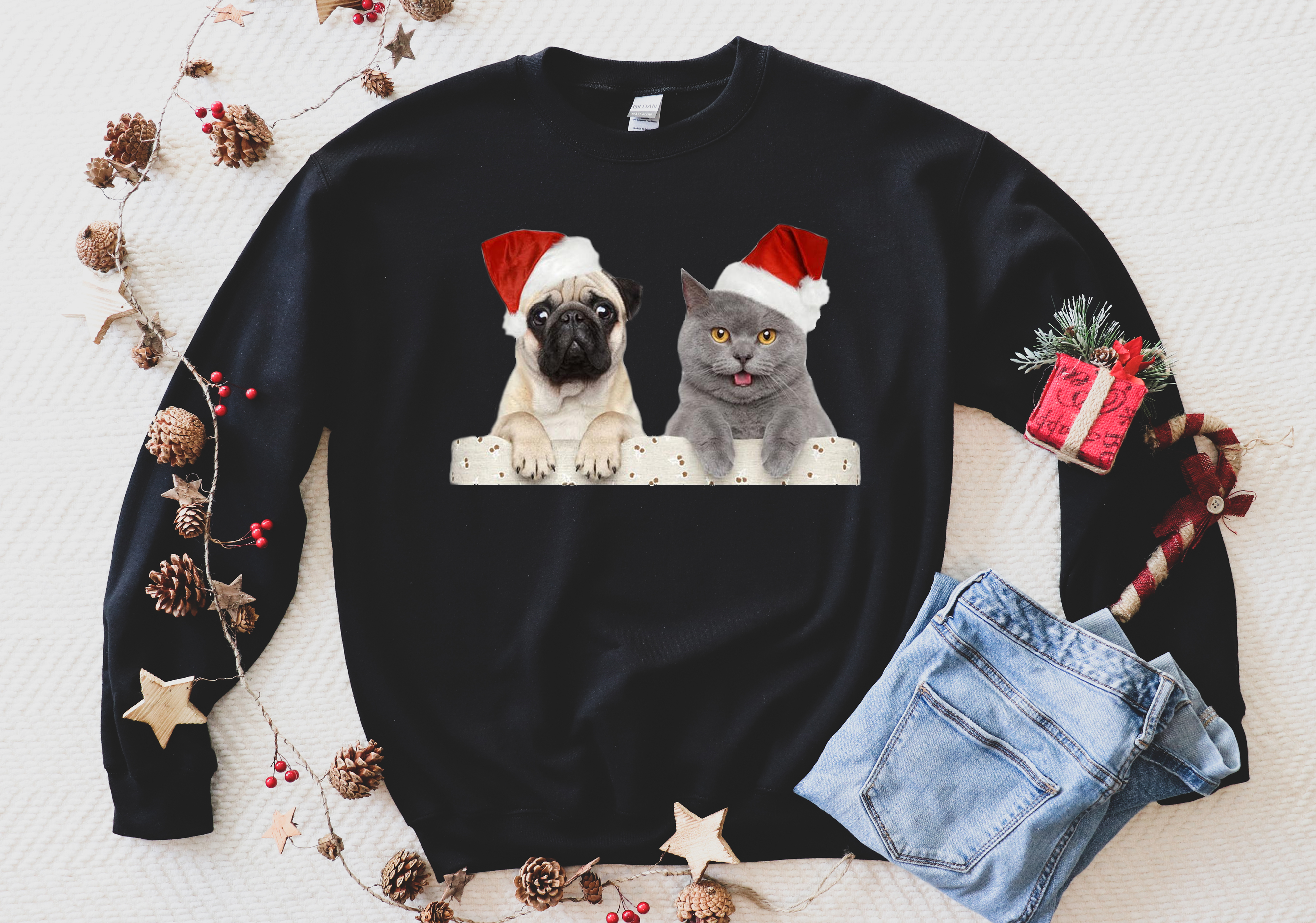 Bluza de Craciun cu caini dog and cat christmas