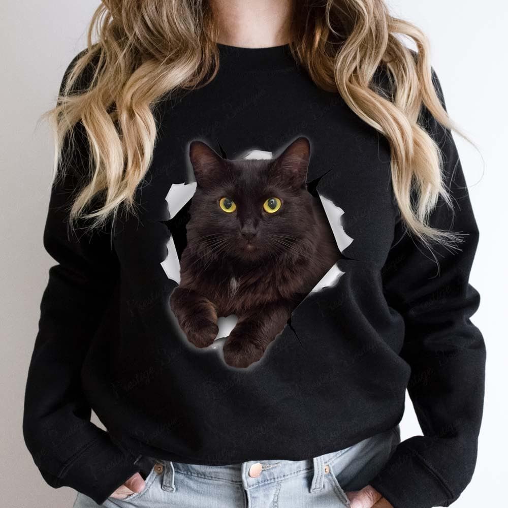 Bluza cu pisici sneaky neagra - Prestigeboutique.ro