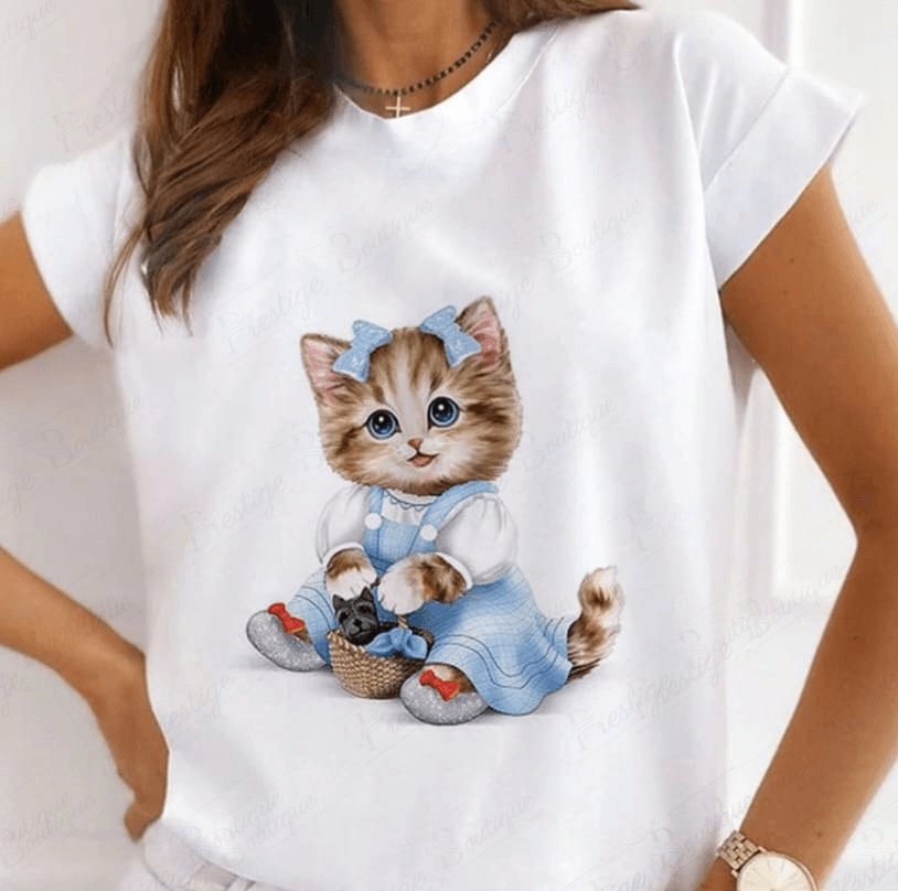 Tricou cu pisici Pisica in rochita - Prestigeboutique.ro