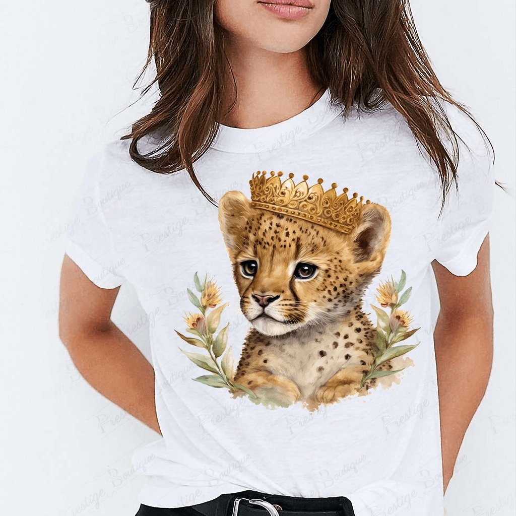 Tricou cu pui de animale leul incoronat - Prestigeboutique.ro