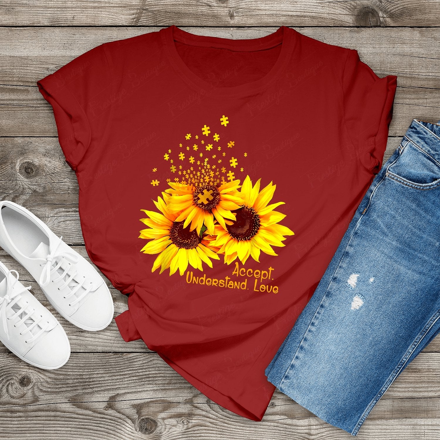 Tricou Floare Soarelui Accept understand love - Prestigeboutique.ro