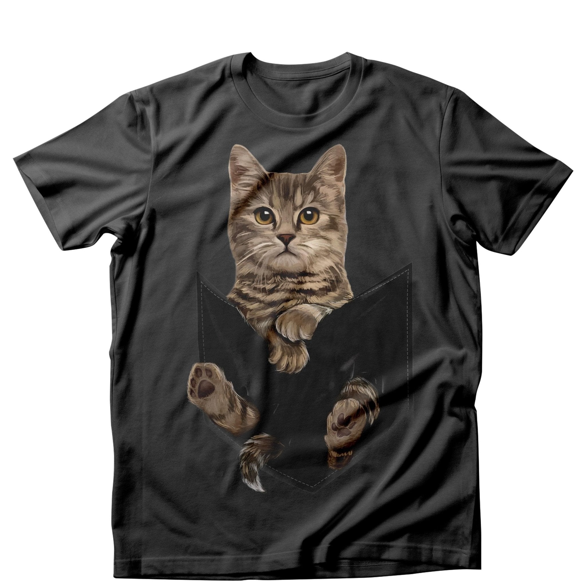 Tricou Pisici Brown Cat in pocket - Prestigeboutique.ro